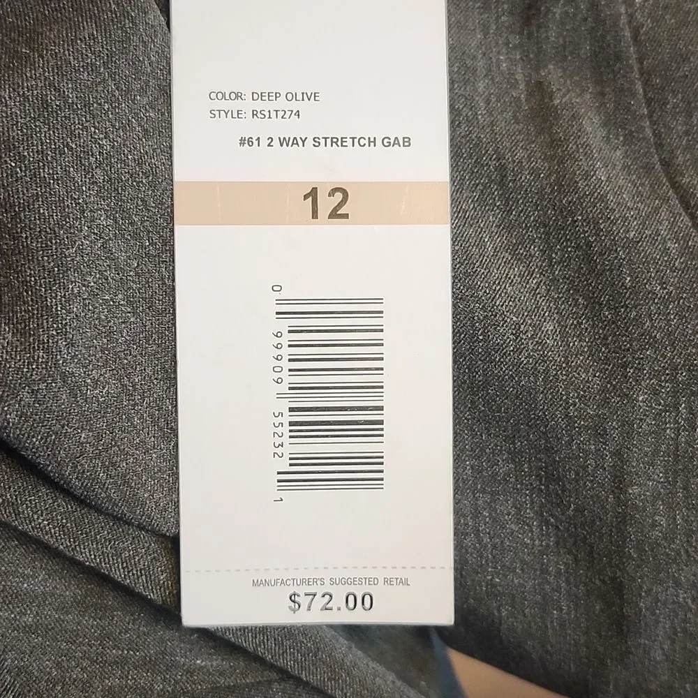 Rafaella Classic Fit deep olive green Easy Care dress pants, size 12